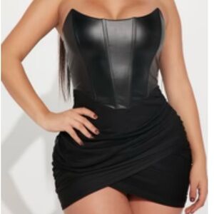 Black Strapless Ruched Bodycon Dress